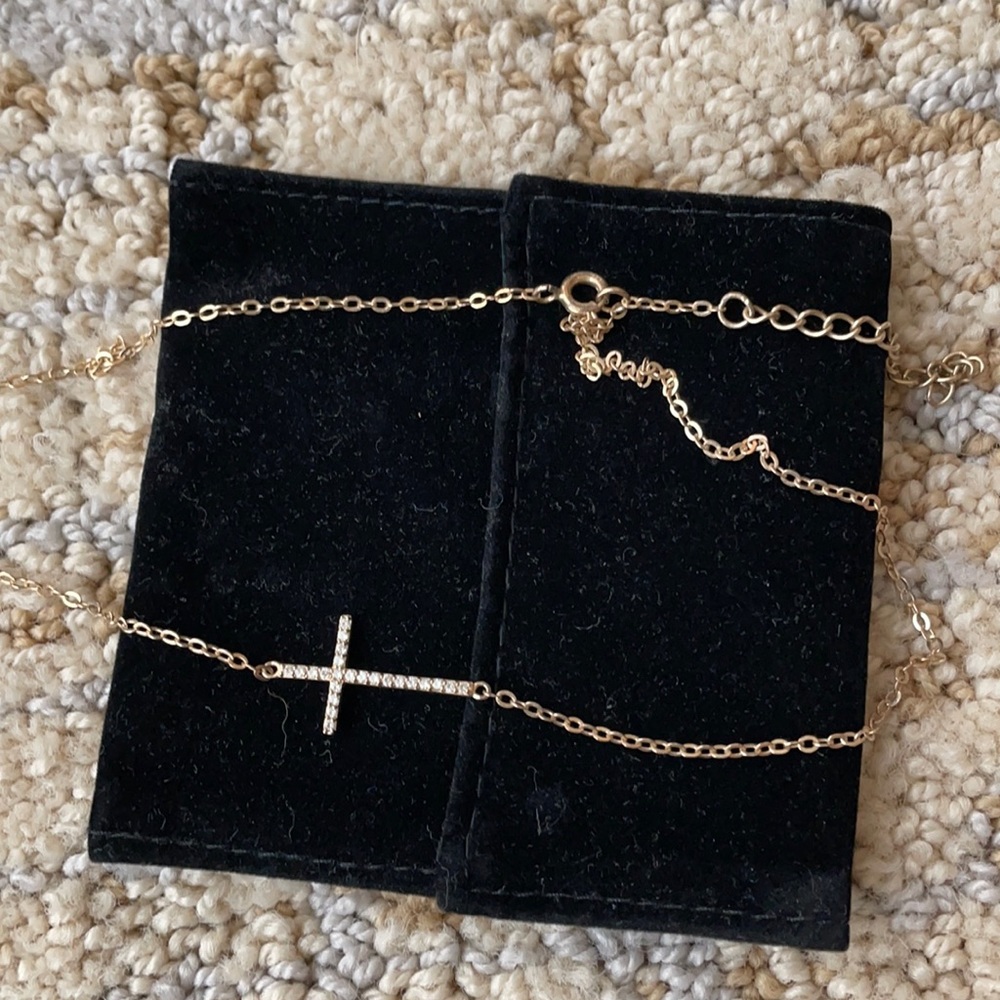 Gold plated Crystal Cross Fashion Necklace